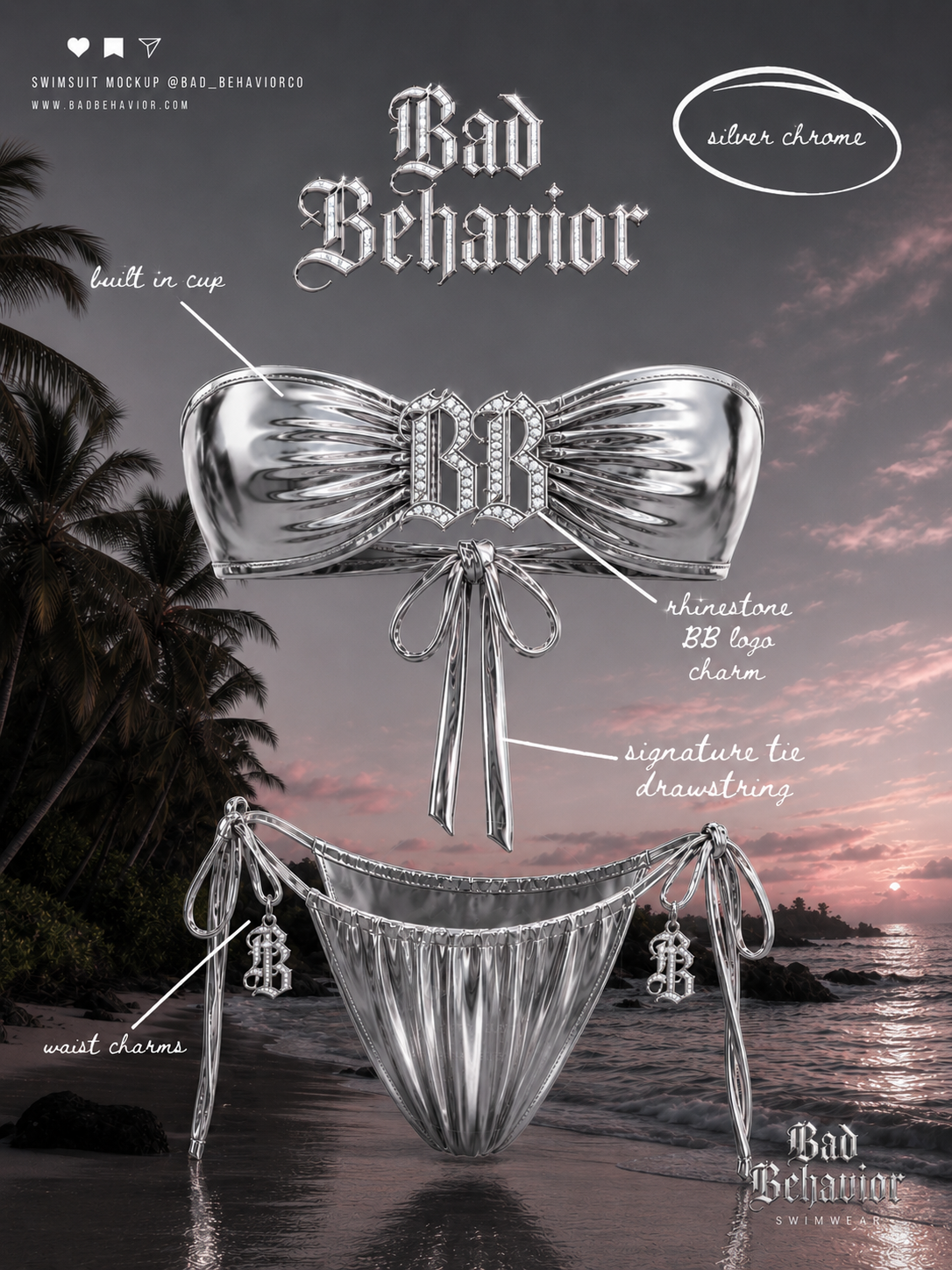 Bad Behavior silver chrome bikini